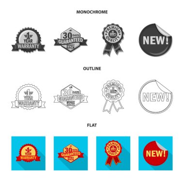 Amblem ve rozet işareti yalıtılmış nesne. Web için amblem ve etiket hisse senedi simgesi kümesi.