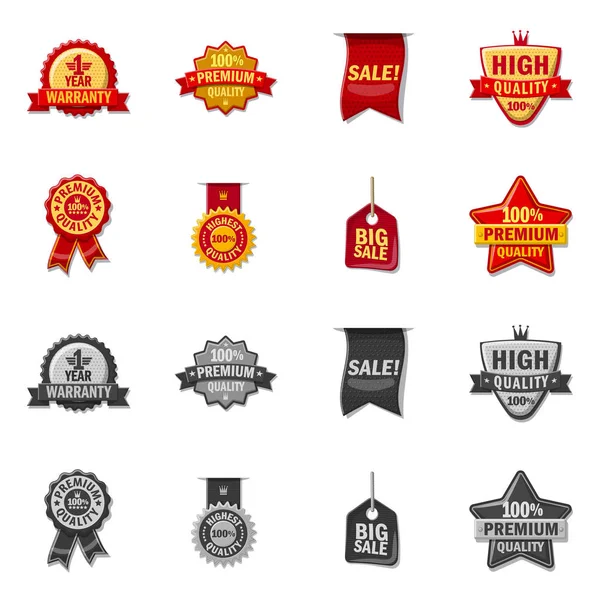 Isolated object of emblem and badge sign. Collection of emblem and sticker vector icon for stock. — Stock Vector