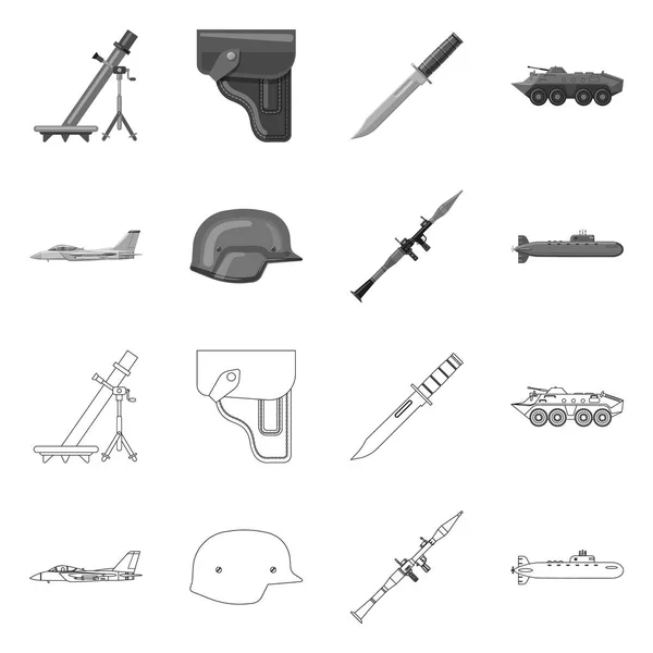 Векторная иллюстрация логотипа оружия и оружия. Коллекция оружия и армейских векторных значков для склада . — стоковый вектор
