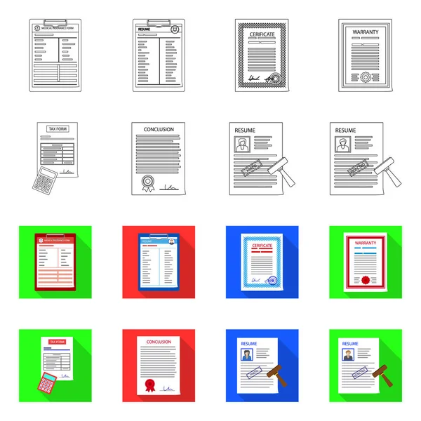 Isolated object of form and document icon. Set of form and mark stock symbol for web. — Stock Vector