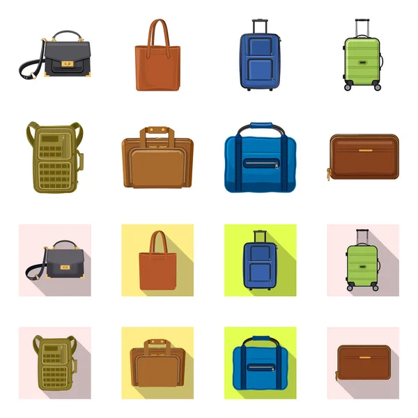 Geïsoleerde object van koffer en bagage symbool. Set koffer en reis voorraad vectorillustratie. — Stockvector