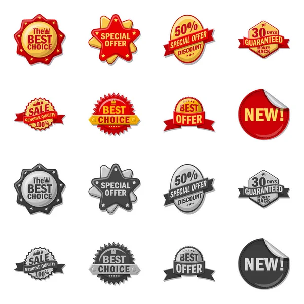 Vector illustration of emblem and badge sign. Collection of emblem and sticker stock symbol for web. — Stock Vector