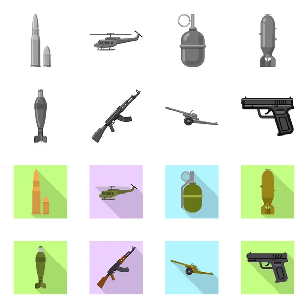 Objeto isolado de arma e logotipo da arma. Coleção de arma e exército ilustração vetorial estoque . —  Vetores de Stock