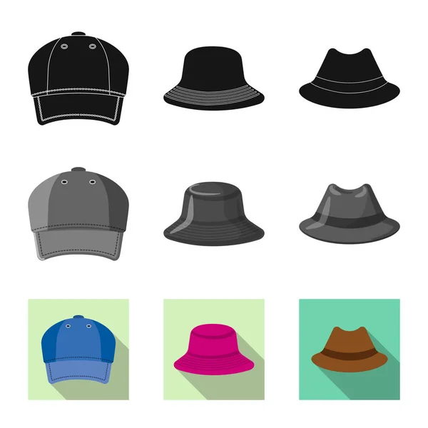 Ilustración vectorial de la marca de sombreros y gorras. Conjunto de sombreros y accesorios stock vector ilustración . — Archivo Imágenes Vectoriales