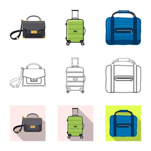 Geïsoleerde object van pictogram koffer en bagage. Collectie van koffer en reis aandelensymbool voor web. — Stockvector