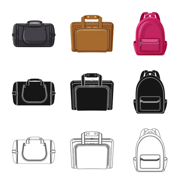Vektor design av resväska och bagage tecken. Samling av resväska och resa lager vektorillustration. — Stock vektor