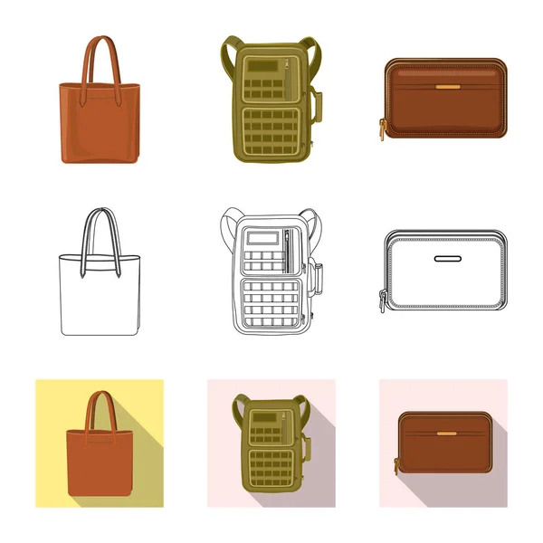 Objeto aislado de maleta y símbolo de equipaje. Conjunto de maleta y viaje stock vector ilustración . — Archivo Imágenes Vectoriales