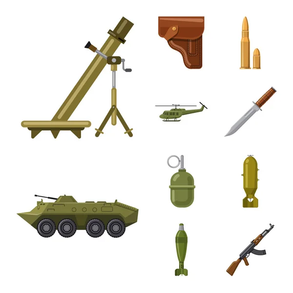 Ilustración vectorial de armas y signos de armas. Colección de armas y ejército stock vector ilustración . — Vector de stock