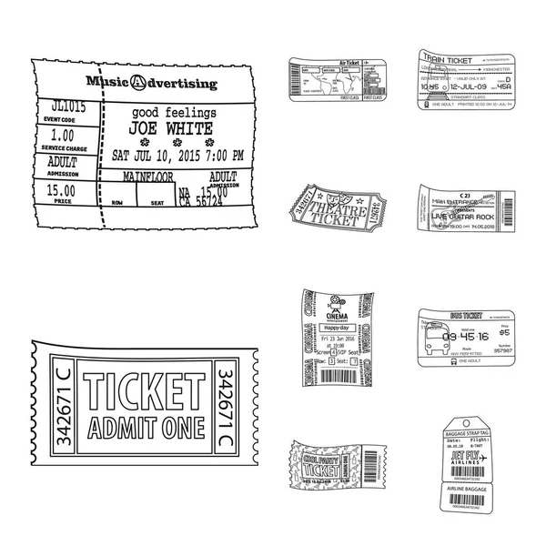 Vektor-Illustration von Ticket und Eintrittslogo. Sammlung von Ticket- und Eventvektorsymbolen für Aktien. — Stockvektor