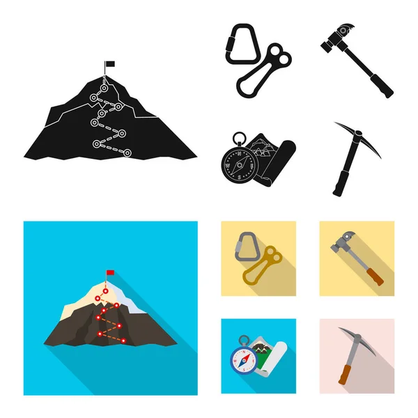 Vectorillustratie van alpinisme en piek logo. Set van alpinisme en kamp voorraad vectorillustratie. — Stockvector