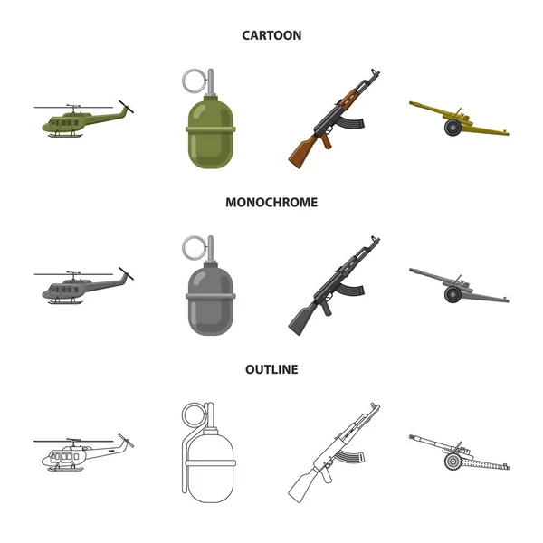 武器や銃のアイコンのベクター イラストです。武器や軍隊の株式ベクトル イラスト集. — ストックベクタ