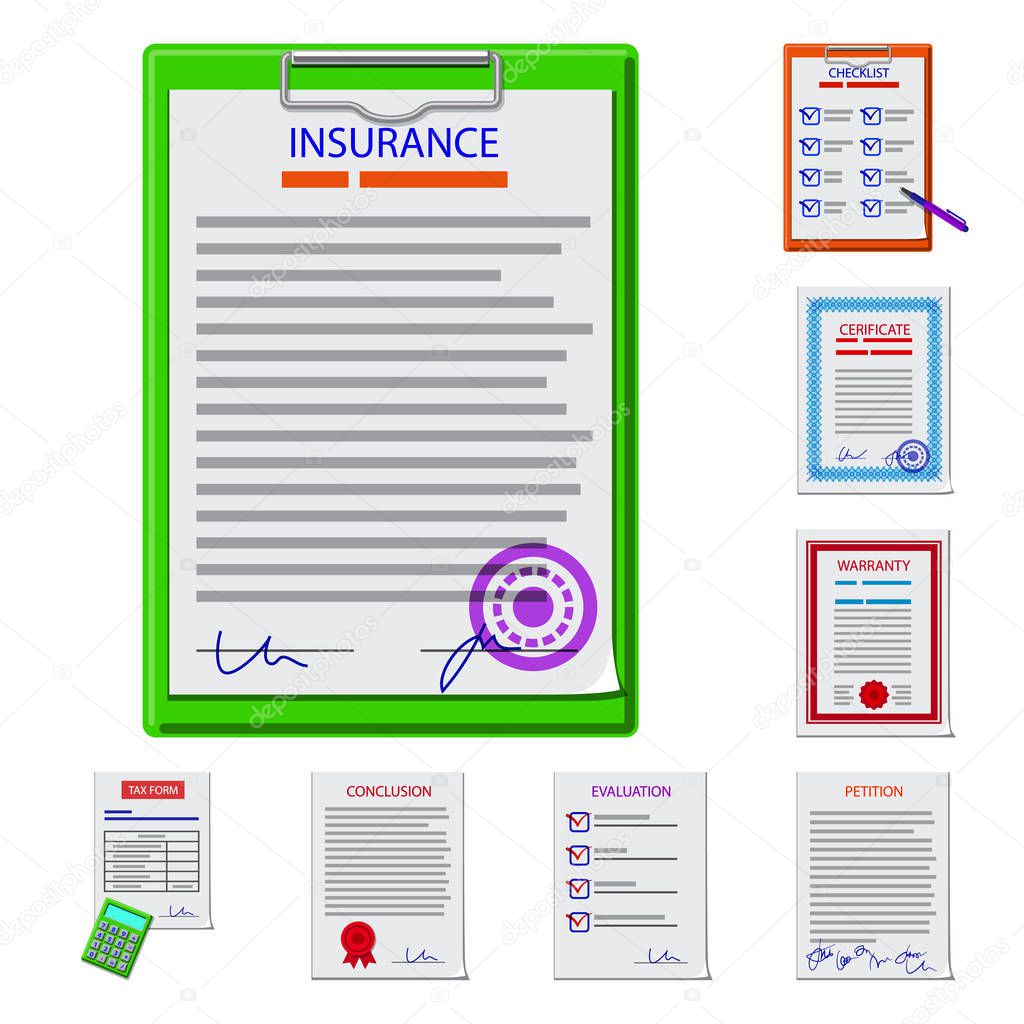Isolated object of form and document sign. Set of form and mark stock vector illustration.