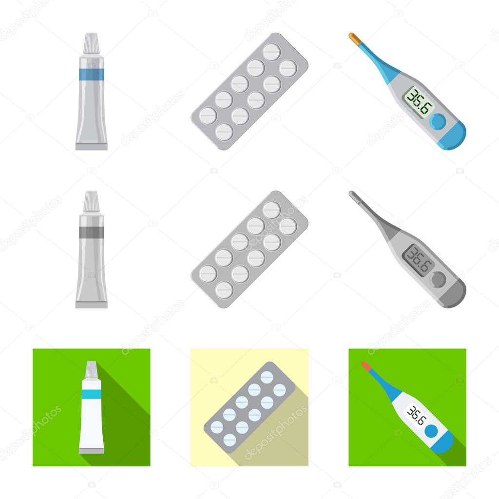 Vector illustration of pharmacy and hospital symbol. Collection of pharmacy and business stock vector illustration.