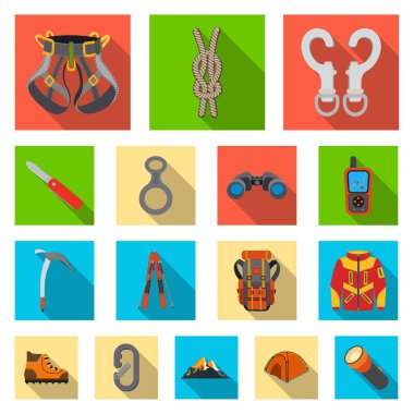 Dağcılık ve en yüksek işareti tasarımı vektör. Dağcılık ve kamp set vektör simge stok için.