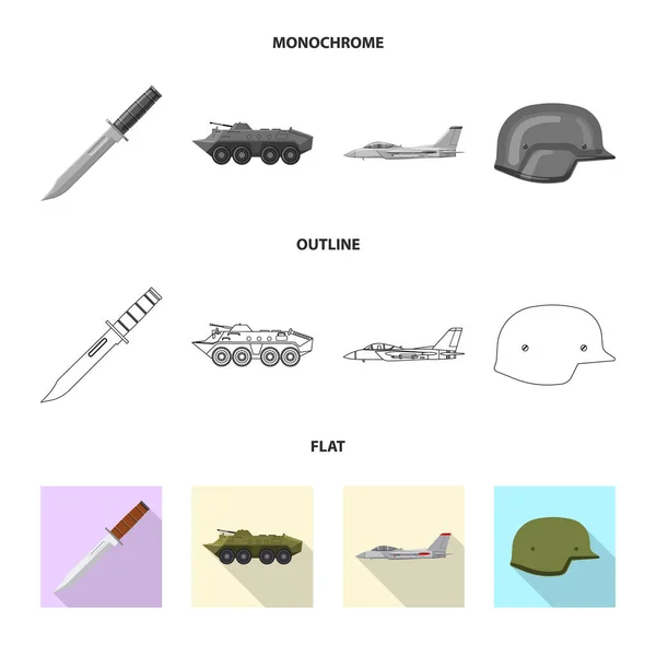 Illustration vectorielle d'arme et de signe d'arme. Ensemble d'armes et d'icône vectorielle de l'armée pour le stock . — Image vectorielle