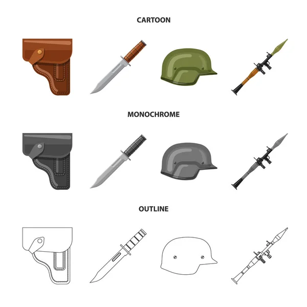 Diseño vectorial del arma y el icono de la pistola. Conjunto de armas y ejército icono de vector para la acción . — Vector de stock