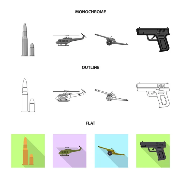 Векторная иллюстрация логотипа оружия и оружия. Набор оружия и армейского инвентаря . — стоковый вектор