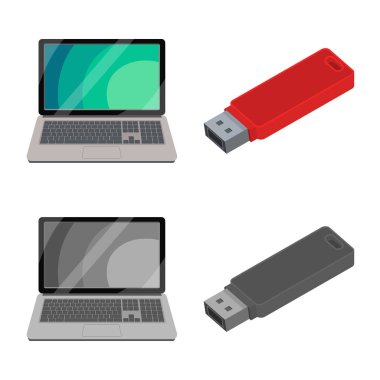 Dizüstü bilgisayar ve aygıt logo vektör Illustration. Dizüstü bilgisayar ve sunucu hisse senedi simgesi için web topluluğu.