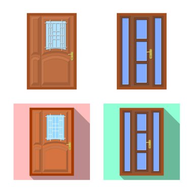 Kapı ve ön simge vektör tasarımı. Kapı ve ahşap hisse senedi simgesi için web topluluğu.
