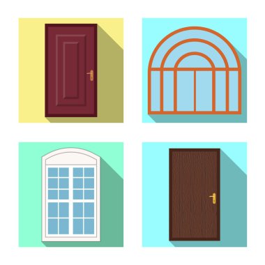 Kapı ve ön simge vektör Illustration. Kapı ve ahşap stok vektör çizim koleksiyonu.