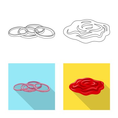 Burger ve sandviç logosu yalıtılmış nesne. Web için burger ve dilim hisse senedi simgesi kümesi.