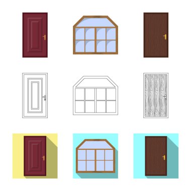 Kapı ve ön logo vektör Illustration. Kapı ve ahşap hisse senedi simgesi için web topluluğu.