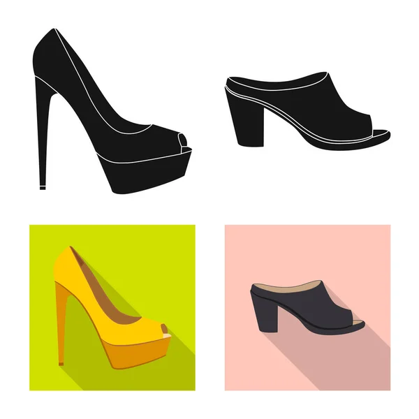 Vector design of footwear and woman icon. Set of footwear and foot stock symbol for web. — Stock Vector