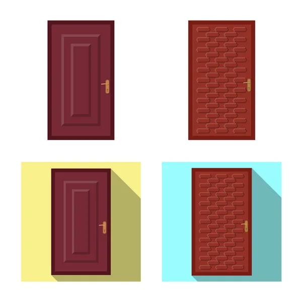 Ilustração vetorial do ícone da porta e da frente. Coleção de porta e símbolo de estoque de madeira para web . — Vetor de Stock