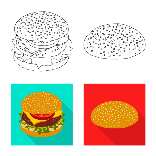 Illustration vectorielle de burger et icône sandwich. Collection de burger et tranche stock symbole pour la toile . — Image vectorielle