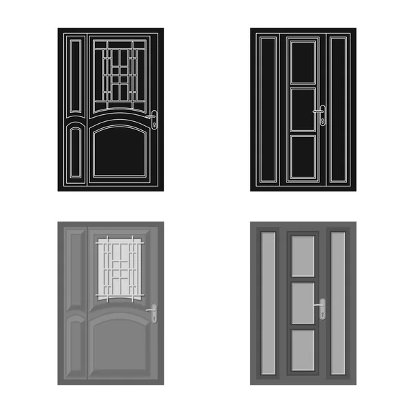 Objeto aislado de puerta e icono frontal. Colección de ilustración de vectores de puerta y madera . — Vector de stock
