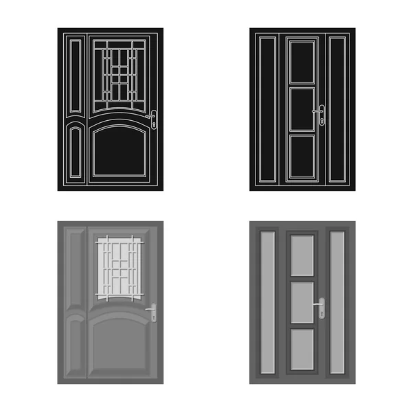 Isoliertes Objekt der Tür und des Frontsymbols. Sammlung von Tür- und Holzstock-Vektorillustrationen. — Stockvektor