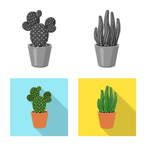 Objet isolé de cactus et symbole de pot. Ensemble d'icônes vectorielles cactus et cactus pour stock . — Image vectorielle