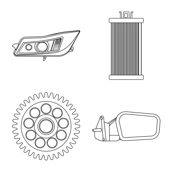 Design vettoriale del logo auto e parte. Set di auto e auto vettoriale icona per magazzino . — Vettoriale Stock