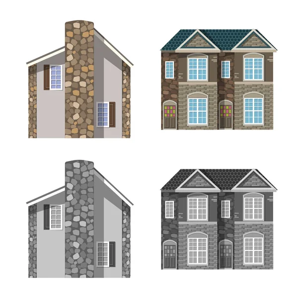 Illustration vectorielle du bâtiment et icône frontale. Collection d'icône vectorielle de bâtiment et de toit pour stock . — Image vectorielle