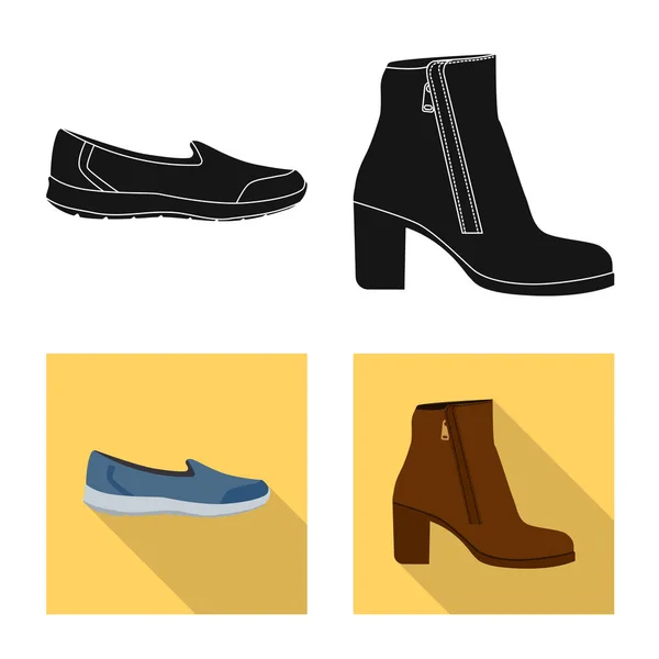 Изолированный объект обуви и женский логотип. Коллекция векторной иллюстрации обуви и ног . — стоковый вектор