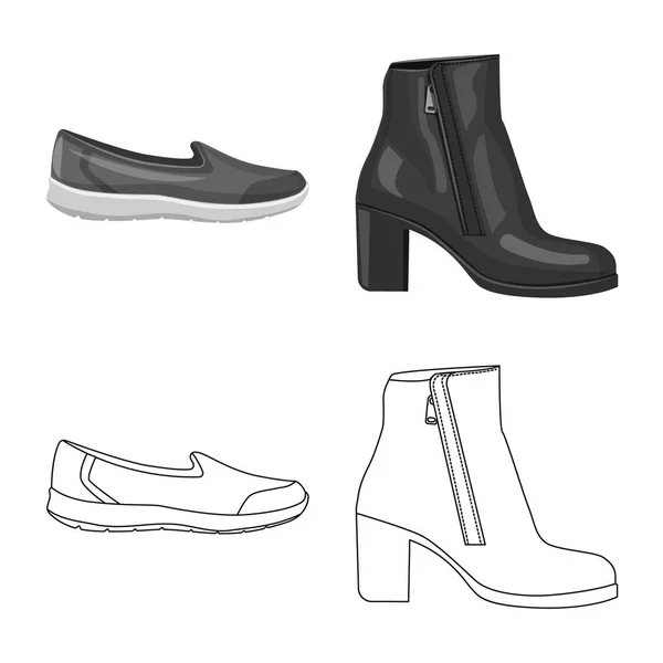 Vektor-Design von Schuhen und Frauen-Symbol. Kollektion von Schuhen und Fußstock-Vektorillustration. — Stockvektor