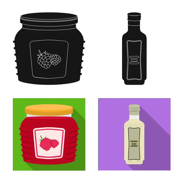 Illustrazione vettoriale di lattina e icona del cibo. Raccolta dell'icona del contenitore e del vettore del pacchetto per le azione . — Vettoriale Stock