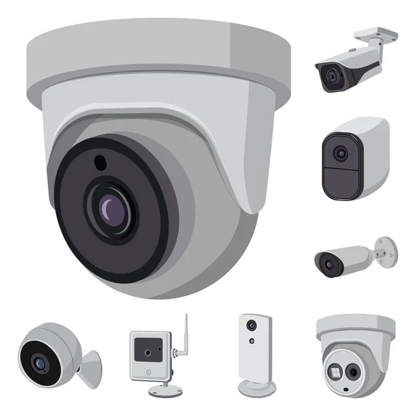 Projeto vetorial de cctv e logotipo da câmera. Conjunto de cctv e sistema de ilustração do vetor estoque . —  Vetores de Stock