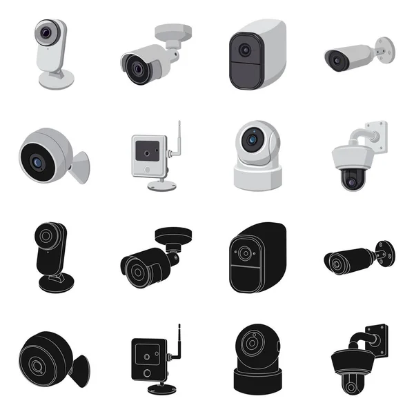 Oggetto isolato di cctv e simbolo della fotocamera. Set di cctv e sistema stock symbol per il web . — Vettoriale Stock