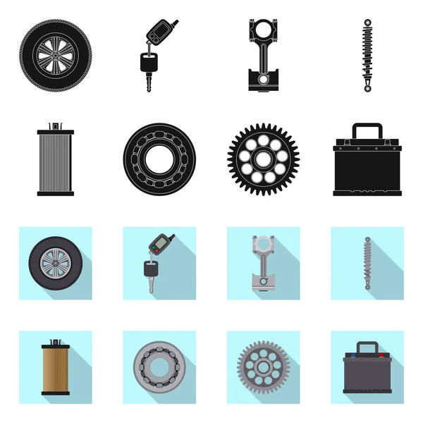 Izolovaný objekt auto a části ikony. Kolekce z auto a car vektorové ilustrace. — Stockový vektor