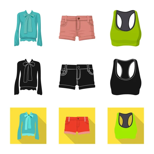 Illustrazione vettoriale di donna e segno di abbigliamento. Collezione di donna e indossare stock simbolo per il web . — Vettoriale Stock