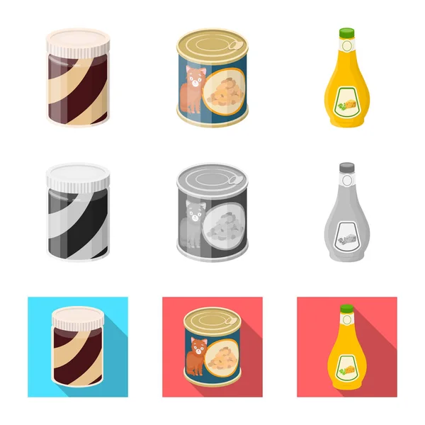 Isolated object of can and food icon. Collection of can and package vector icon for stock. — Stock Vector