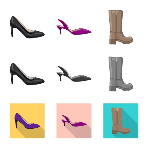 Vector design of footwear and woman logo. Collection of footwear and foot stock vector illustration. — Stock Vector