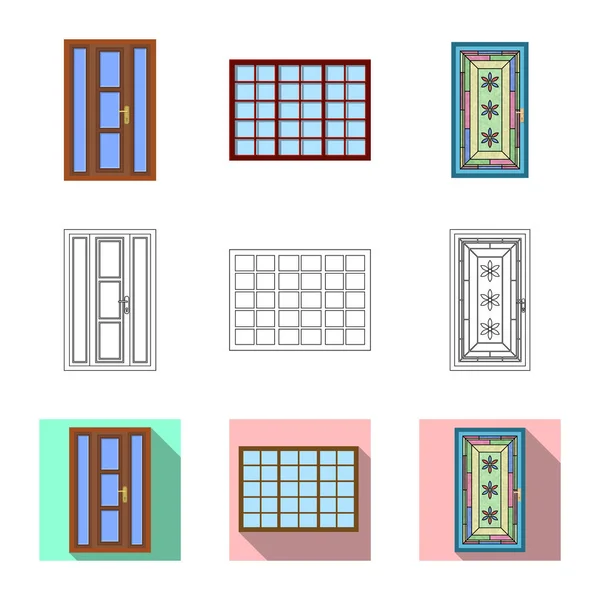 Objet isolé de la porte et panneau avant. Ensemble de porte et icône vectorielle en bois pour stock . — Image vectorielle