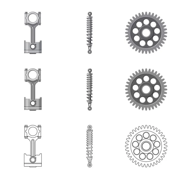 Vector Design Auto Része Jel Automatikus Autó Vektor Ikon Készlet — Stock Vector