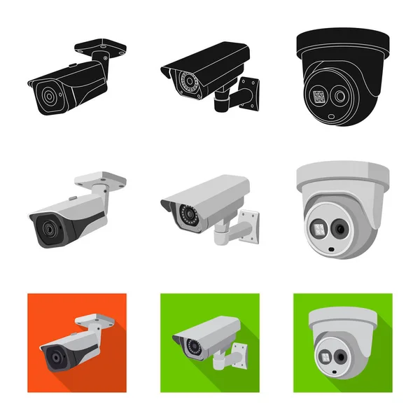 Ilustración vectorial de cctv e icono de la cámara. Conjunto de cctv y vector de sistema icono para stock . — Vector de stock