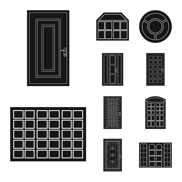 ドアとフロントのシンボルのベクター デザイン ドアや株式の木製ベクトル アイコン集 — ストックベクタ