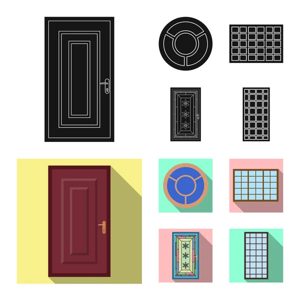 Illustration vectorielle du logo de la porte et du devant. Collection de porte et icône vectorielle en bois pour stock . — Image vectorielle