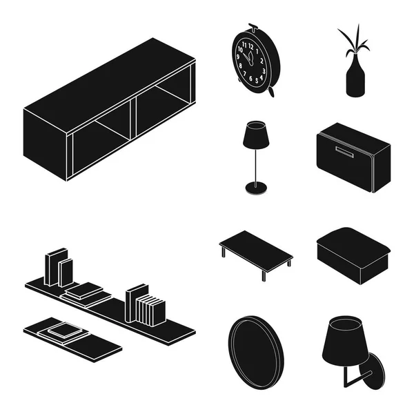Diseño vectorial del dormitorio y el logotipo de la habitación. Conjunto de dormitorio y muebles vector icono para la acción . — Archivo Imágenes Vectoriales