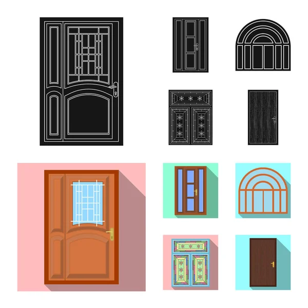 Illustration vectorielle de la porte et du symbole avant. Ensemble de porte et symbole de stock en bois pour toile . — Image vectorielle